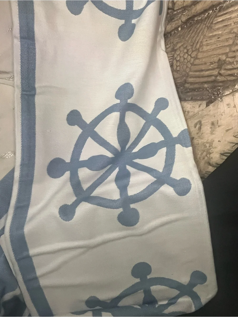 Mika Home Nautical Reversible Blue Bamboo Fiber Oversized Throw Blanket 50”x70”